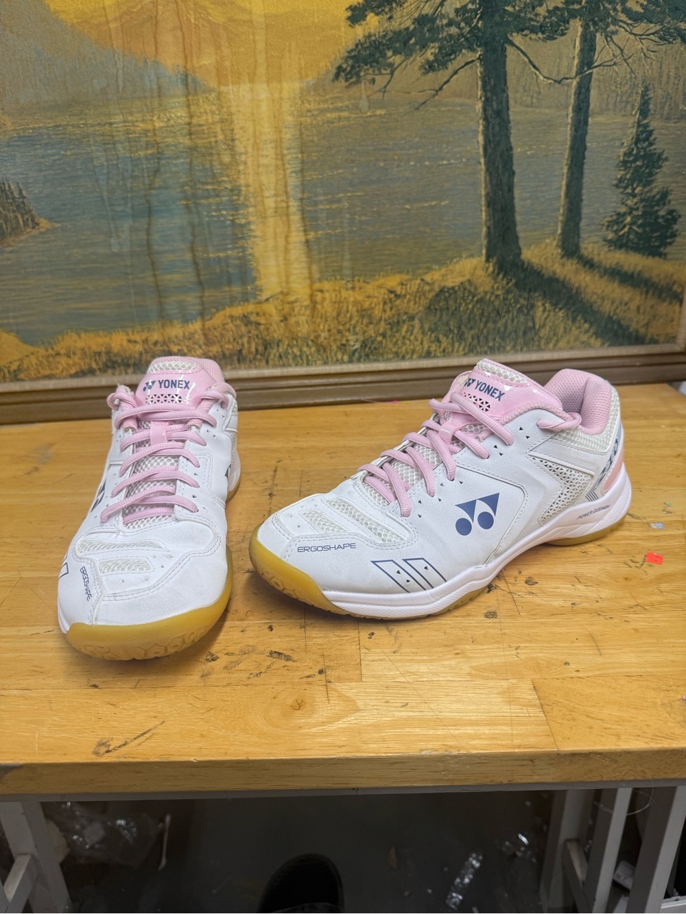 Yonex SHB210CR-620 power fusion 210 Women’s White Pink Indoor Court Shoes Sz 7.5